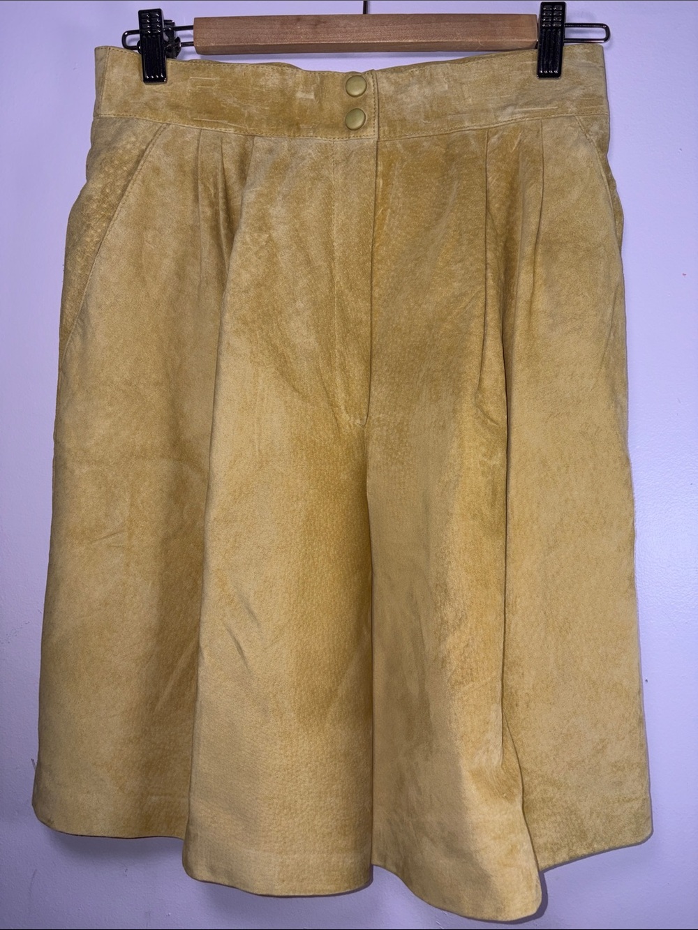 Danier High Waist Yellow Suede Shorts